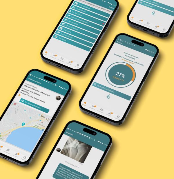 Écrans de l'application mobile de suivi patient Link4Life